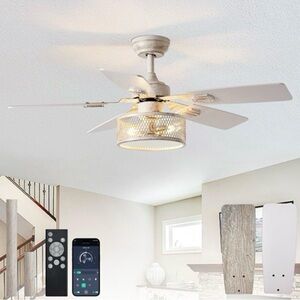 Modern White Ceiling Fan with Remote Control